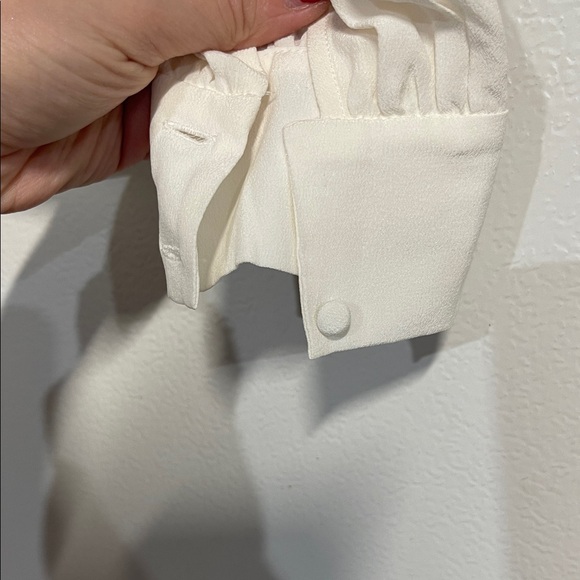 Sezane Cream Ruffle-Trim Button Blouse - Picture 4 of 10